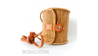 Cylinder clutch bag ata rattan grass balinese hand woven